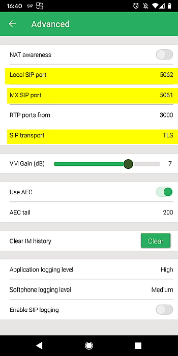 Zultys Mobile SIP TLS