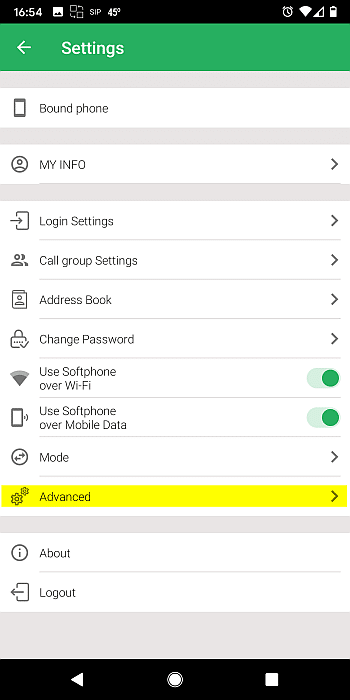 Zultys Mobile Settings