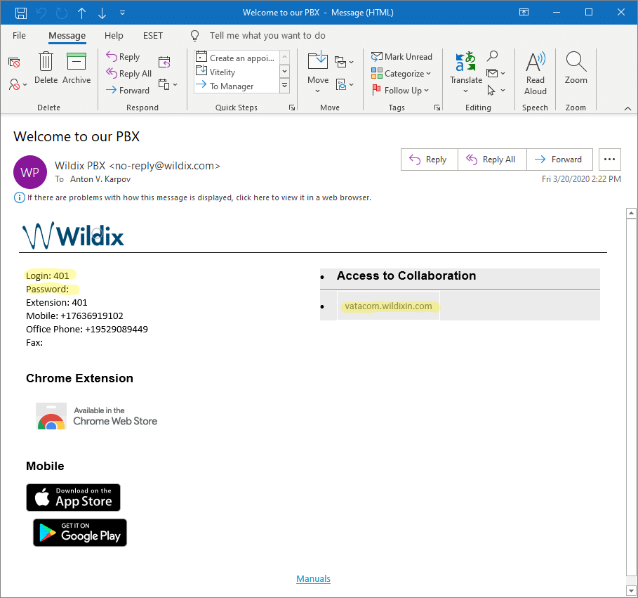 Wildix Welcome Email