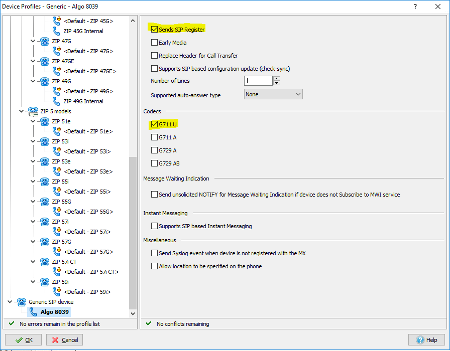 Algo 8039 device profile